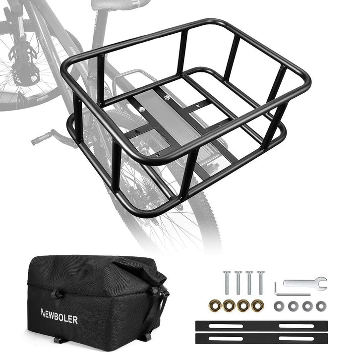 Stornfield | Heavy-Duty Rear Bike Basket with Rack – Large Metal Bicycle Carrier for Groceries, Commutes & E-Bikes