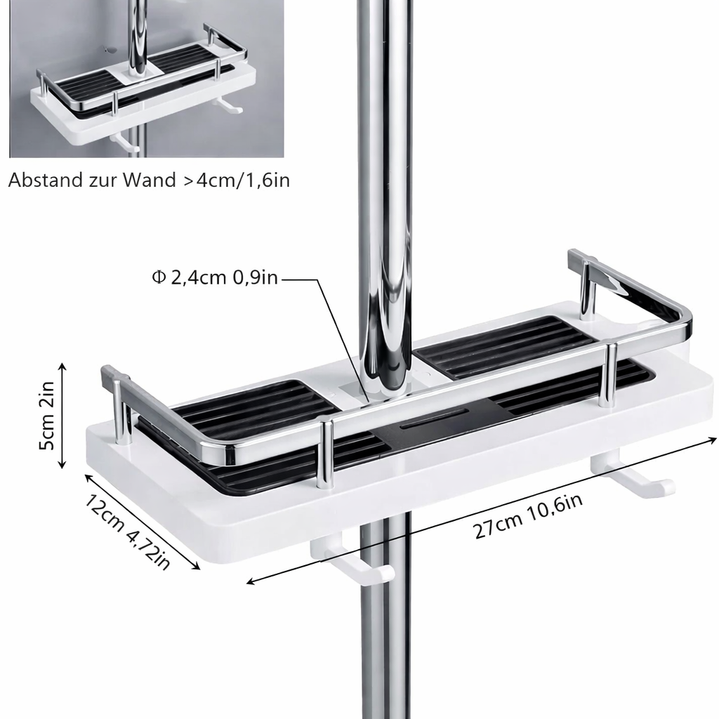 AquaShelf Adjustable Shower Shelf without Drilling for Bathroom | Stornfield