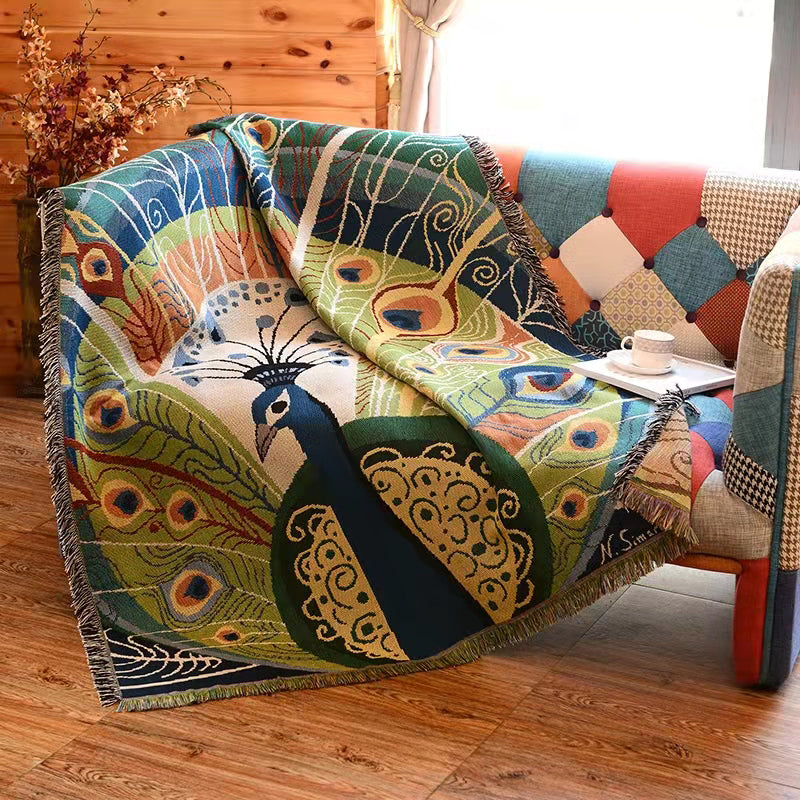 Peacock Throw Thread Blanket Stornfield