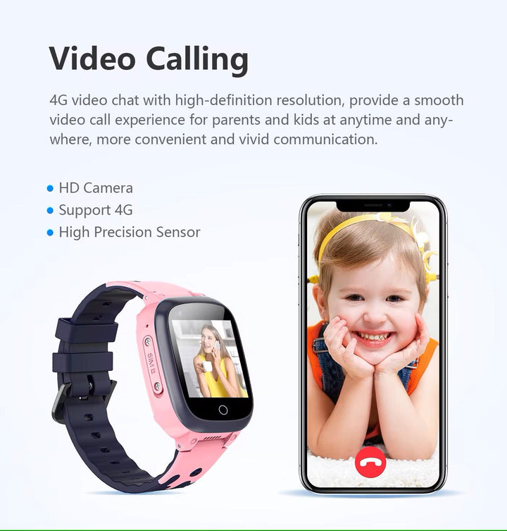 Stornfield | Montre intelligente GPS de localisation 4G et WiFi pour enfants avec appel vidéo pour filles et garçons