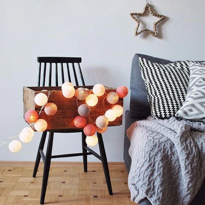 Cheerful Cotton Light Ball Garland - LumiBall | Stornfield
