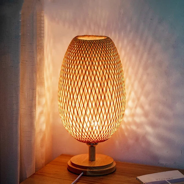Vintage Bamboo Table Lamp - Retro Bamboo Lamp for Living Room and Office | Stornfield