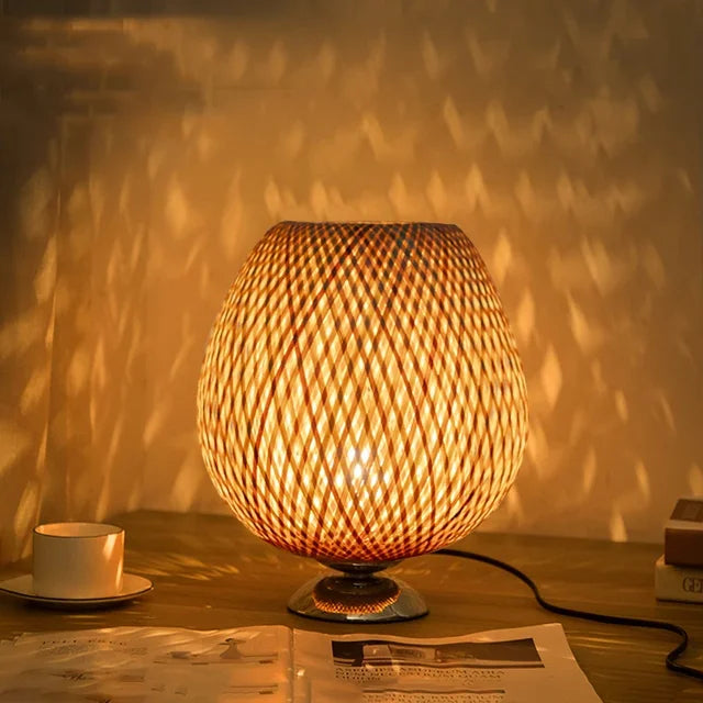 Vintage Bamboo Table Lamp - Retro Bamboo Lamp for Living Room and Office | Stornfield