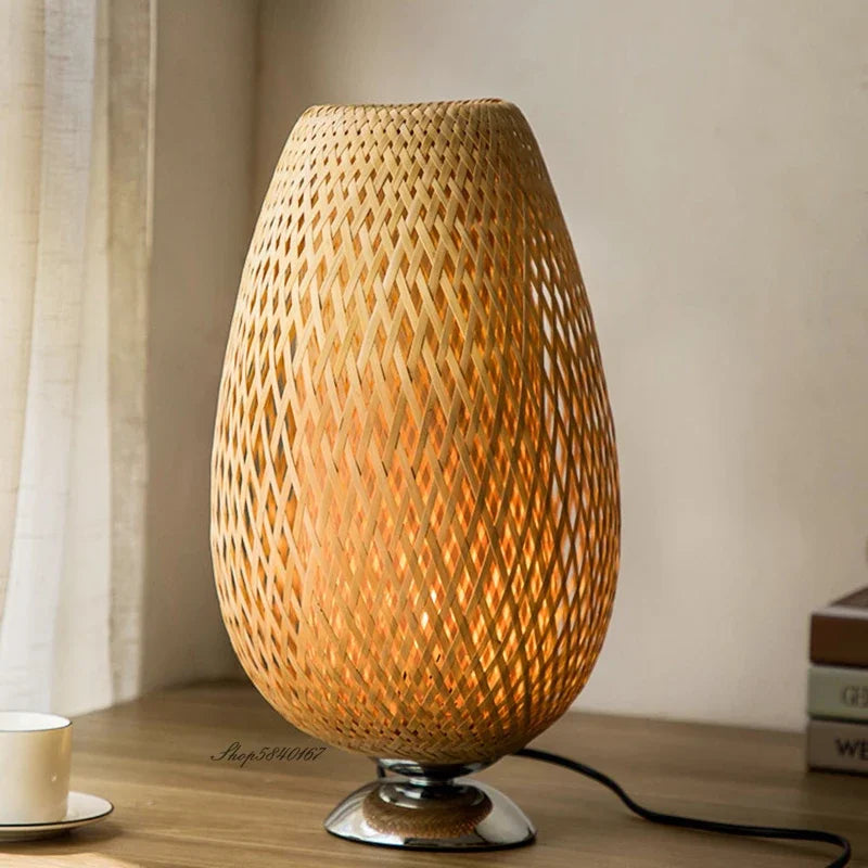 Vintage Bamboo Table Lamp - Retro Bamboo Lamp for Living Room and Office | Stornfield