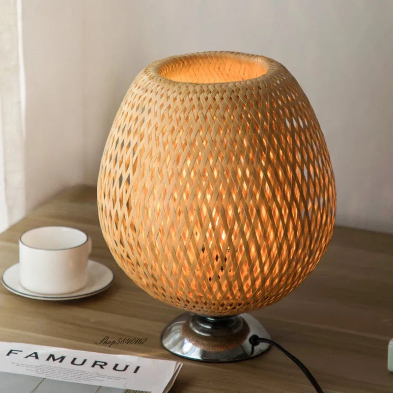 Vintage Bamboo Table Lamp - Retro Bamboo Lamp for Living Room and Office | Stornfield