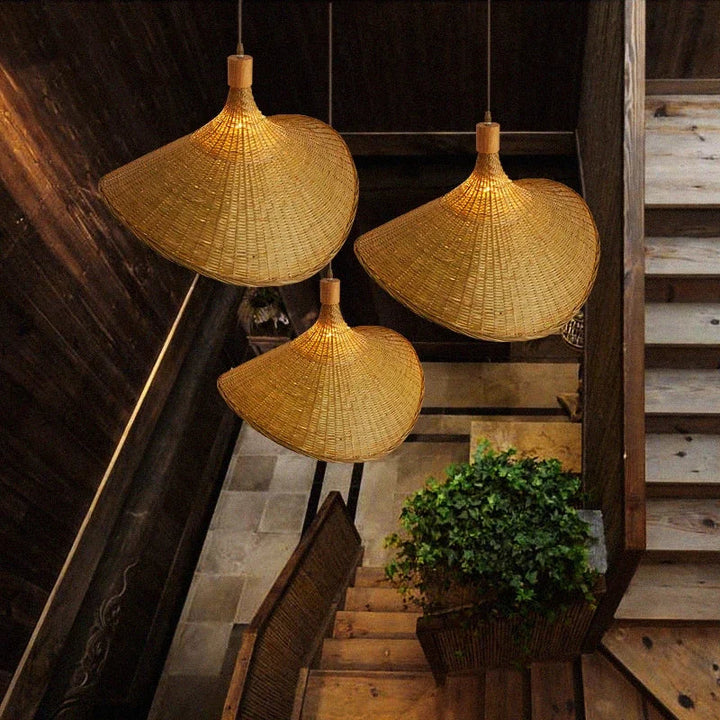 Natural Bamboo Pendant Light for Dining Room, Handcrafted Hanging Lamp in Boho Style | Stornfield