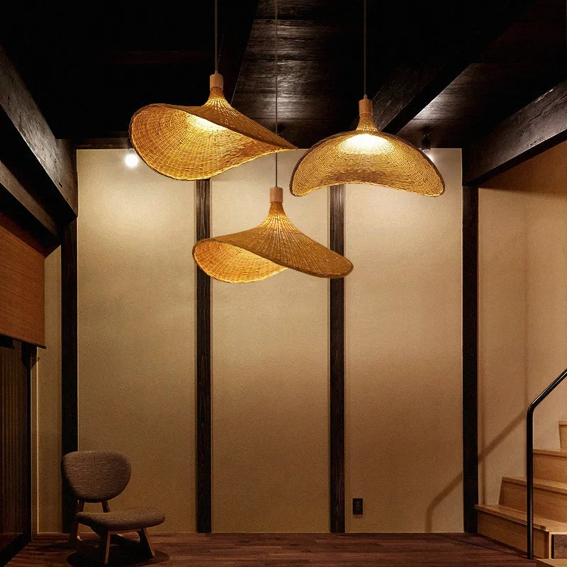 Natural Bamboo Pendant Light for Dining Room, Handcrafted Hanging Lamp in Boho Style | Stornfield
