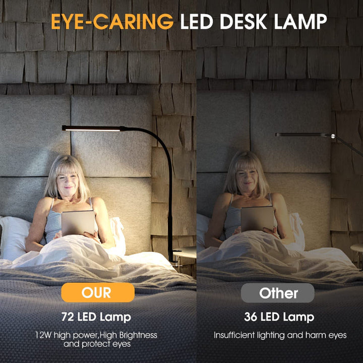 Nevosa | LED Desk Lamp with Bulb, Eye-Friendly Clip-On Lights for Home Office, 3 Modes, 10 Brightness Levels, Long Flexible Gooseneck, Metal, Articulated Arm Architect Desk Lamp with USB Adapter, White