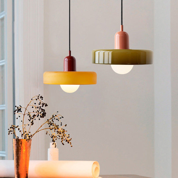 Stornfield | Stained Glass Pendant Light | Elegant Bauhaus Style Hanging Lamp | Designer Lamp for Living Room and Dining Room