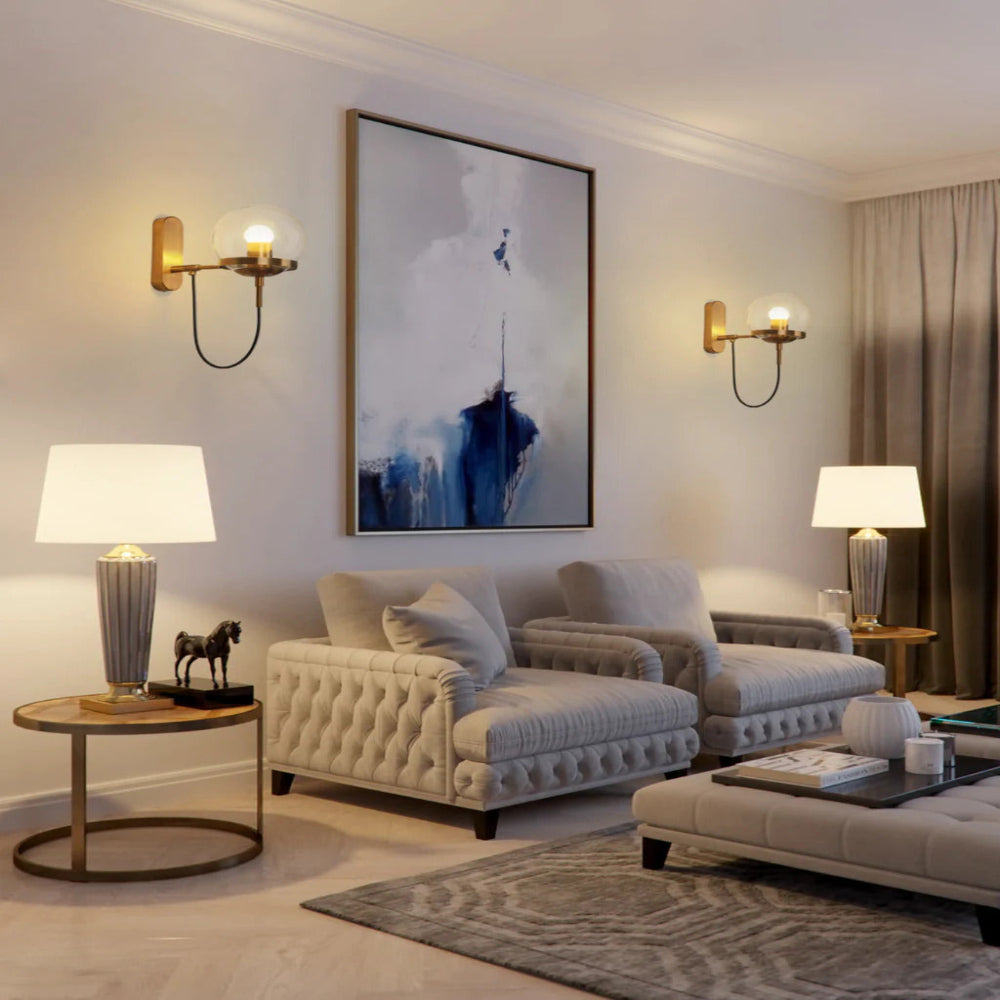 Chic Design Wall Bedside Lamp Sconce with Glass Ball Shade | Stornfield