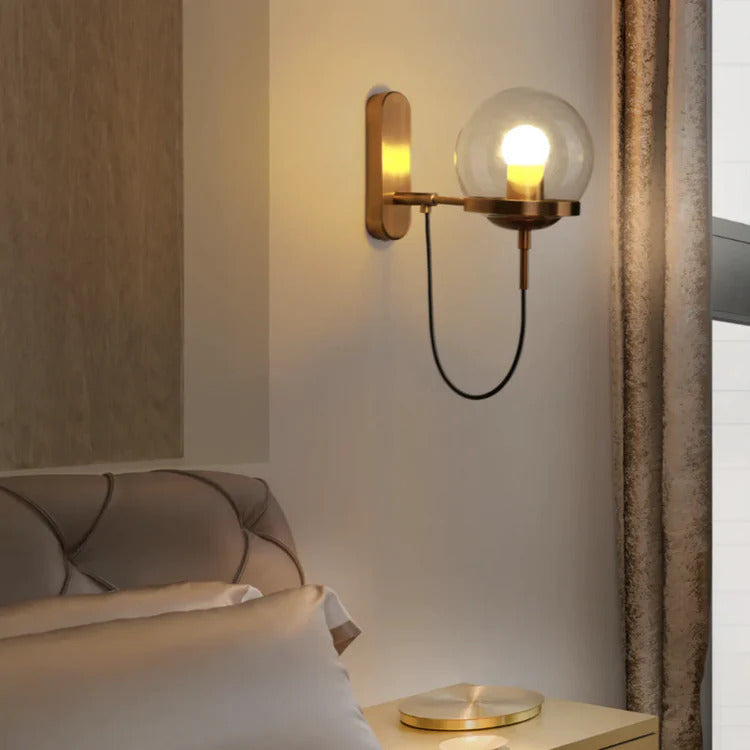 Chic Design Wall Bedside Lamp Sconce with Glass Ball Shade | Stornfield