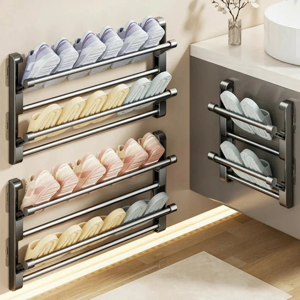 Wall-mounted shoe rack with drainage system | Stornfield