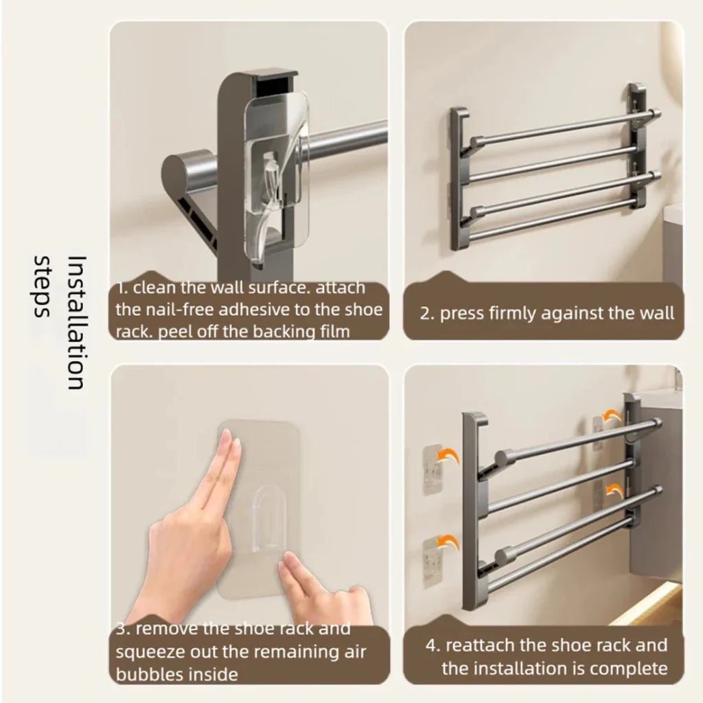 Wall-mounted shoe rack with drainage system | Stornfield