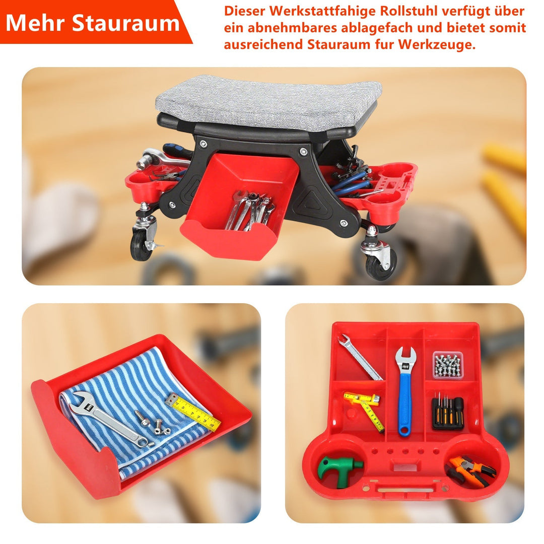Workshop stool roll stool with storage box | Stornfield