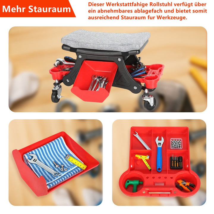 Workshop stool roll stool with storage box | Stornfield