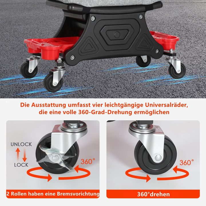 Workshop stool roll stool with storage box | Stornfield