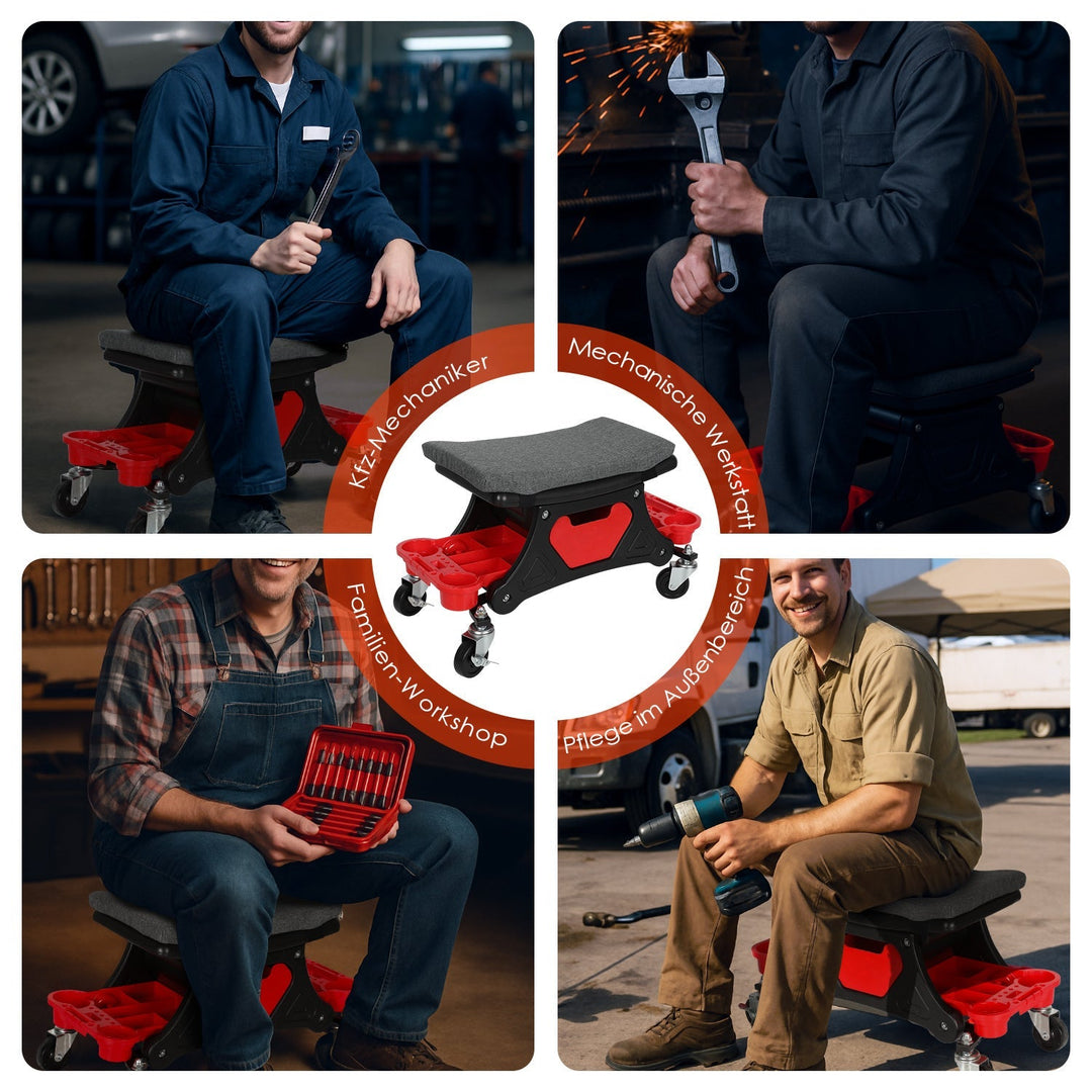 Workshop stool roll stool with storage box | Stornfield