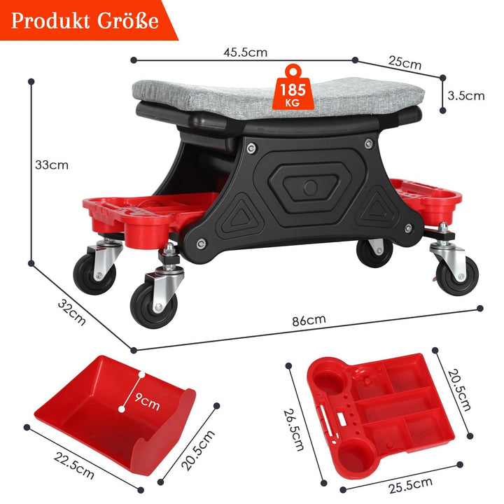 Workshop stool roll stool with storage box | Stornfield