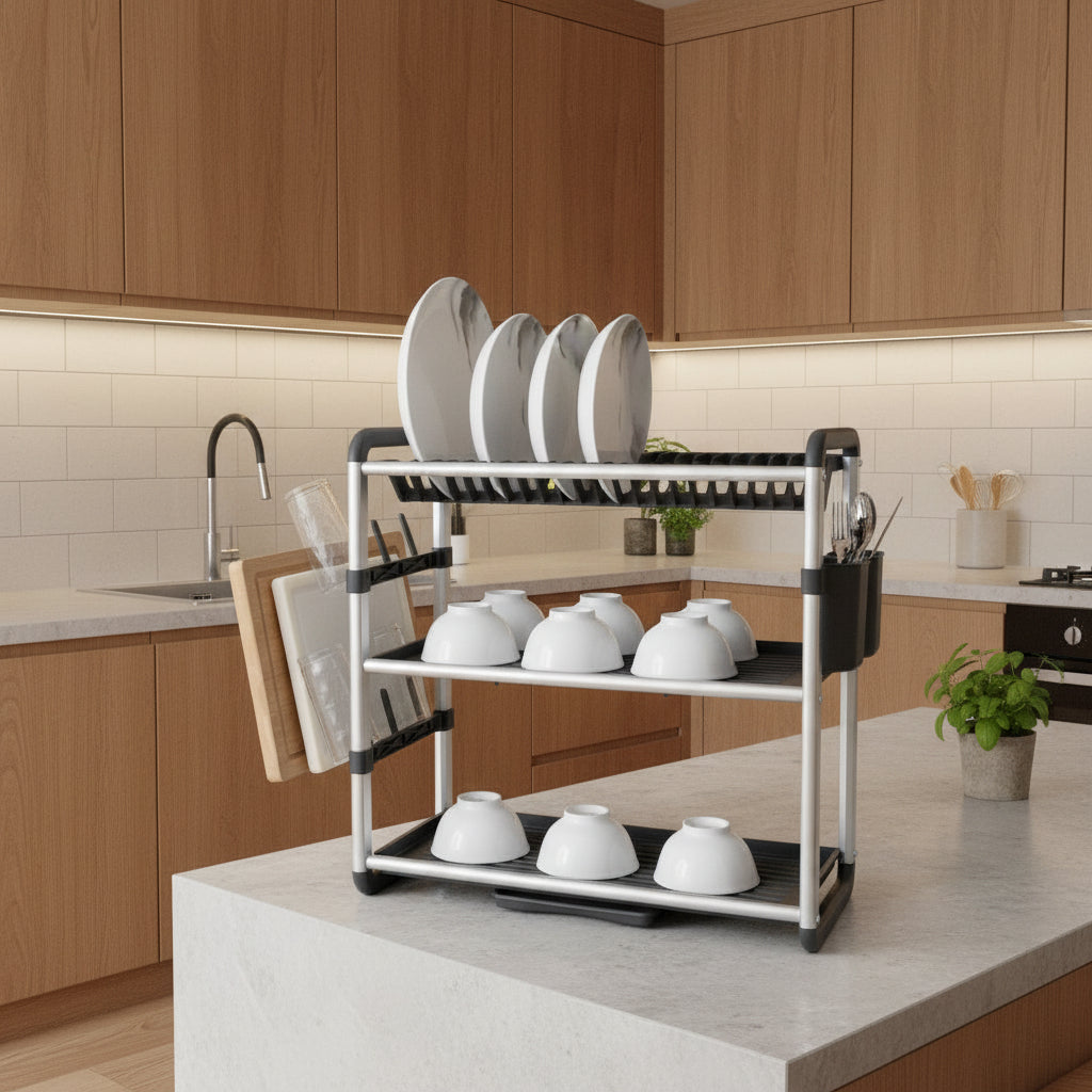 3-tier dish dryer made of aluminum | Stornfield