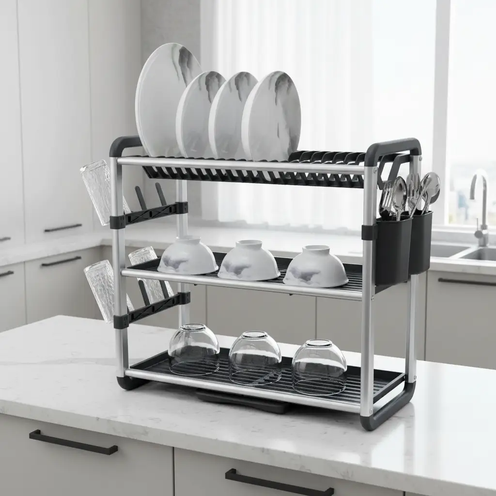 3-tier dish dryer made of aluminum | Stornfield