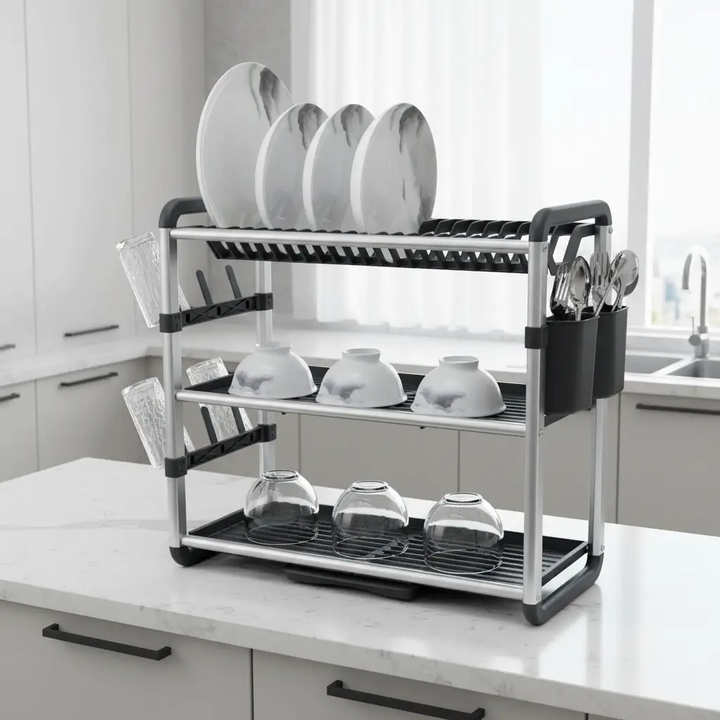 3-tier dish dryer made of aluminum | Stornfield