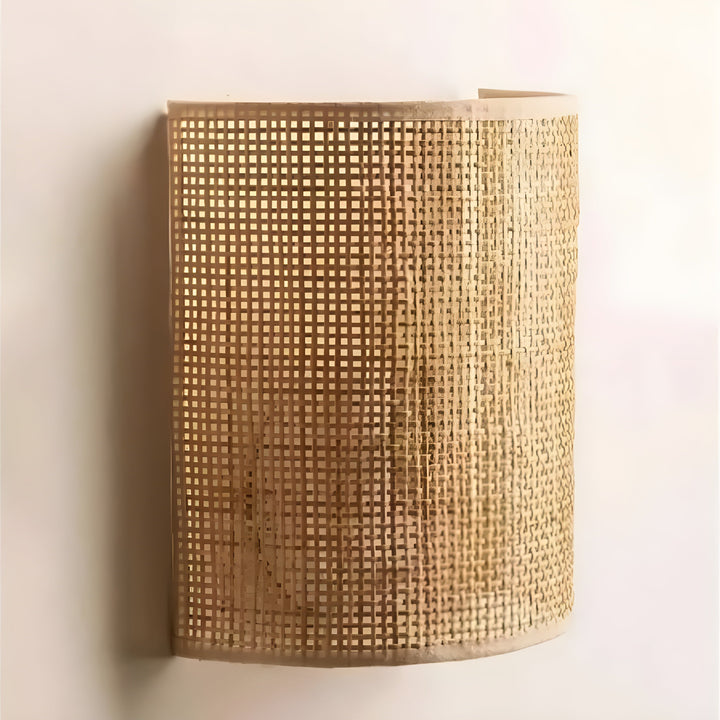 Contemporary Rattan Woven Wall Lamp - WeaveGlow | Stornfield