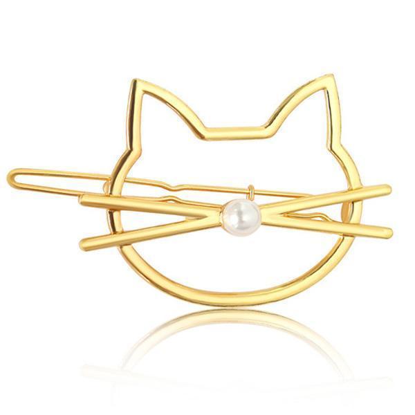 Whiskered Cat Pearl Hair Clip | Stornfield