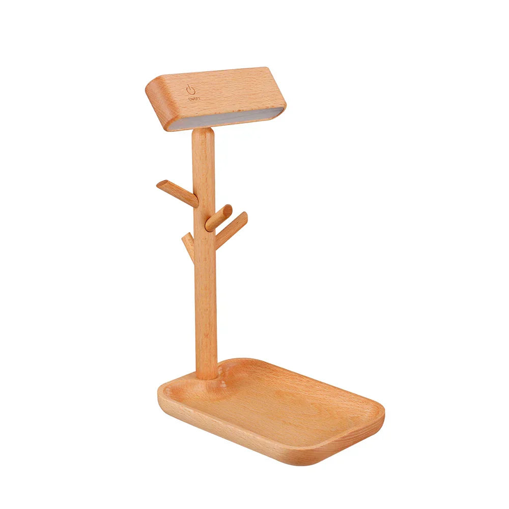 Stornfield | WoodGlow – Dimmable Wooden Table Lamp with Practical Storage