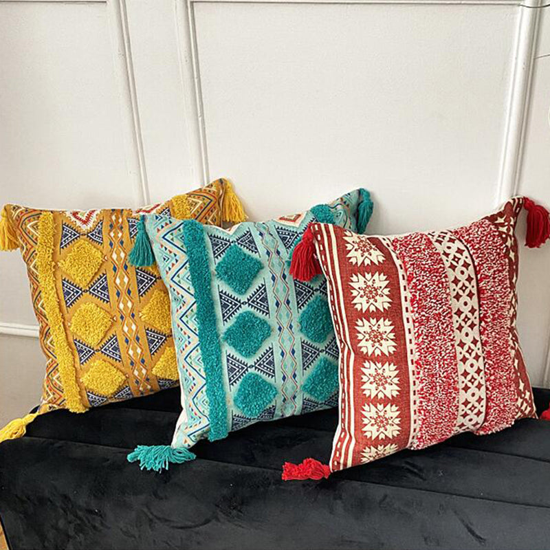 Boho lined fringe throw pillow cover | Stornfield