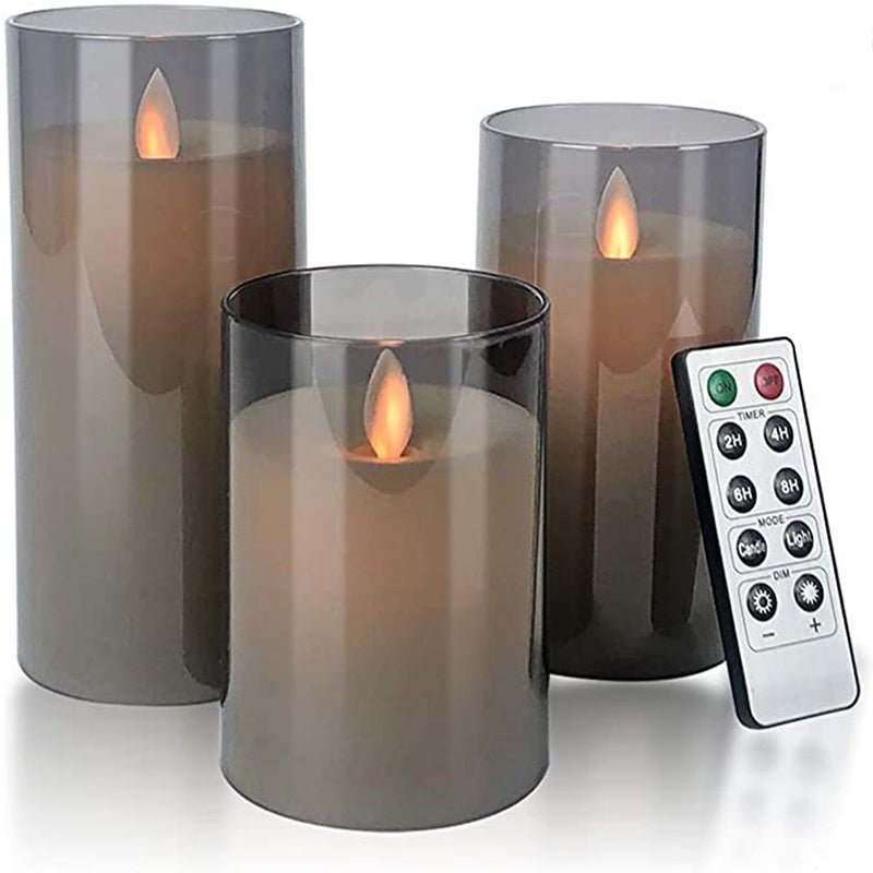 LED candle with remote control & timer in glass design | Stornfield