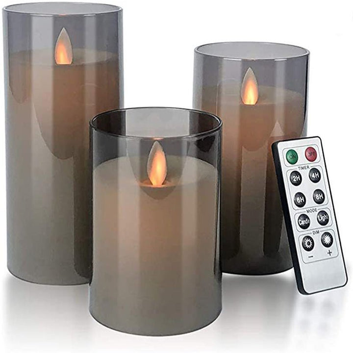 LED candle with remote control & timer in glass design | Stornfield