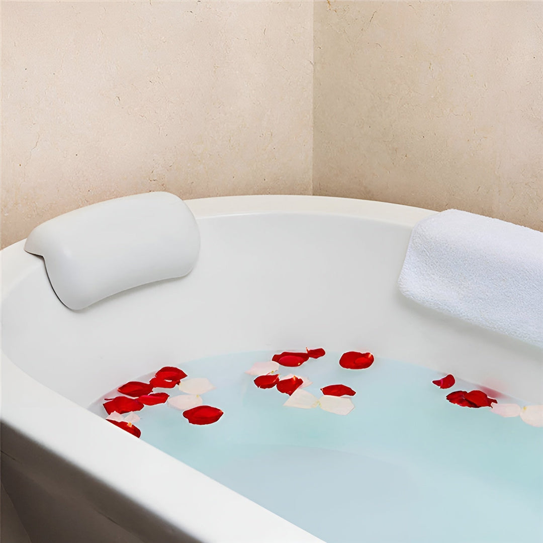 Bathtub pillow – Waterproof & Non-slip | Soft Memory Foam Head & Back Cushion with Suction Cups | Stornfield