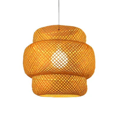 Rattan Chandelier | Handmade Boho Pendant Lamp for Dining Room & Living Room | Stornfield