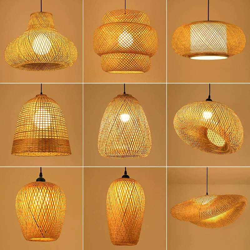 Rattan Chandelier | Handmade Boho Pendant Lamp for Dining Room & Living Room | Stornfield