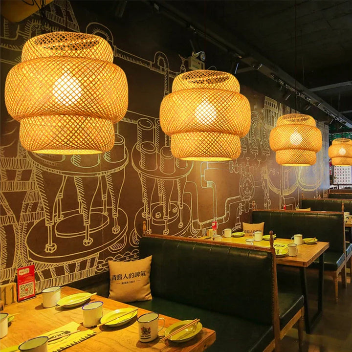 Handmade Rattan Pendant Light | Natural Lighting for Living Room & Dining Room | Cozy Bohemian Style | Stornfield