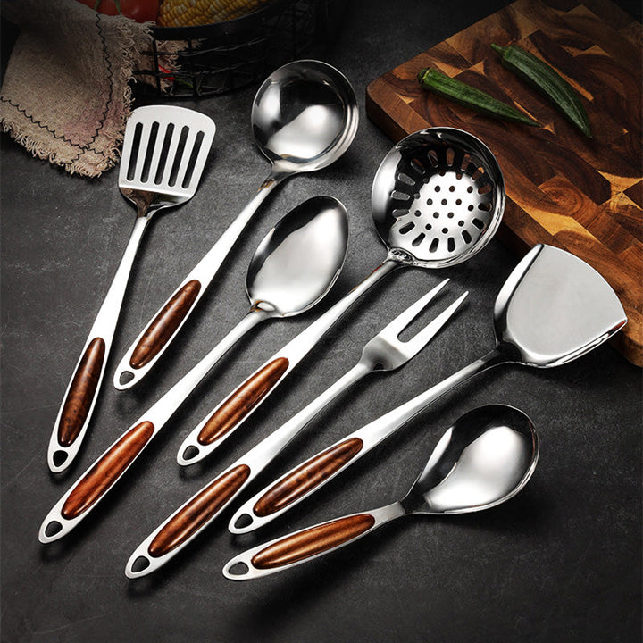 Stornfield | Stainless Steel Kitchen Utensil Set with Wooden Handles – Ergonomic and Stylish
