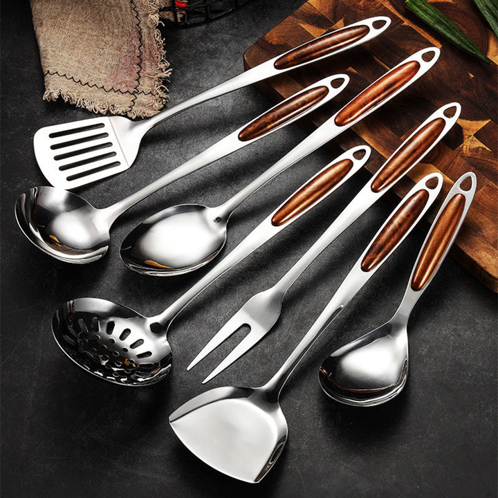 Stornfield | Stainless Steel Kitchen Utensil Set with Wooden Handles – Ergonomic and Stylish