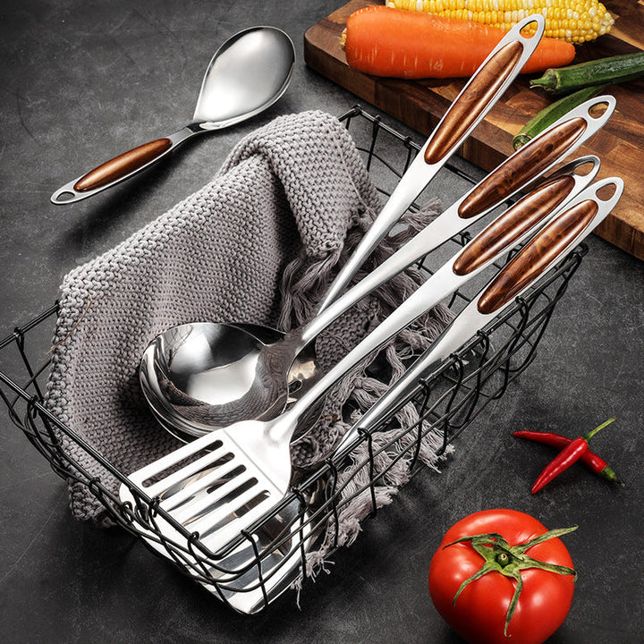 Stornfield | Stainless Steel Kitchen Utensil Set with Wooden Handles – Ergonomic and Stylish