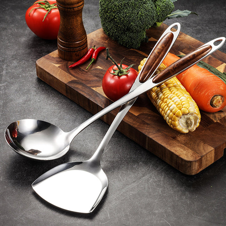 Stornfield | Stainless Steel Kitchen Utensil Set with Wooden Handles – Ergonomic and Stylish