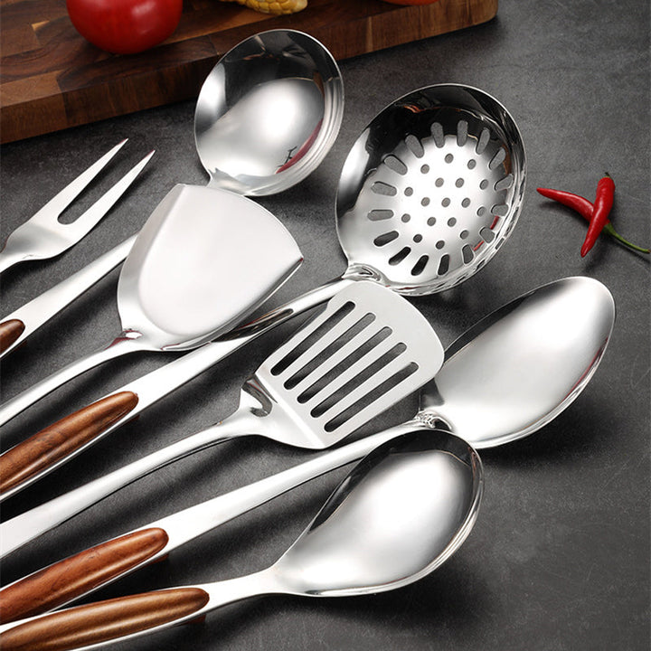 Stornfield | Stainless Steel Kitchen Utensil Set with Wooden Handles – Ergonomic and Stylish
