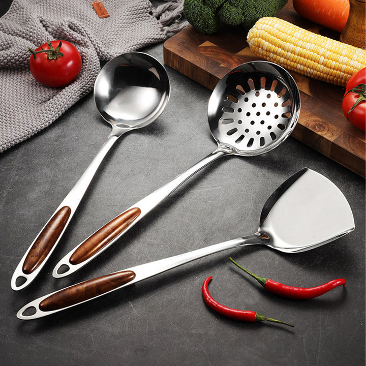 Stornfield | Stainless Steel Kitchen Utensil Set with Wooden Handles – Ergonomic and Stylish