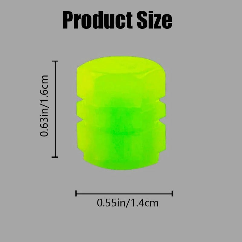 20-Pack Neon Green Glow Tire Valve Caps – No Battery Needed, Universal Fit Stornfield
