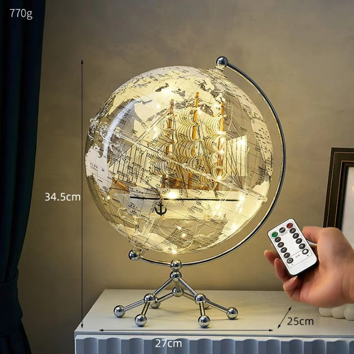 Golden Sail World Map Decor LED Light | Stornfield