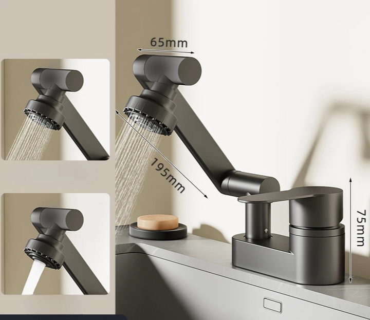 Aqua Twist Duo-Flex Basin Mixer – 360° swiveling two-hole faucet for hot and cold water Stornfield