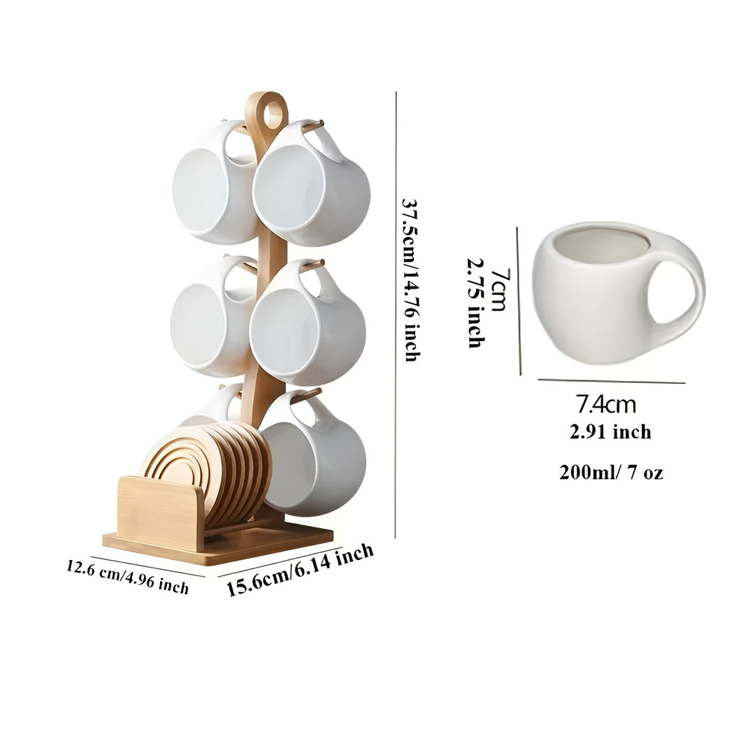 Ceramic Coffee Mug Set with Saucer & Stand – Stylish and Decorative | Perfect for Café and Home | Stornfield