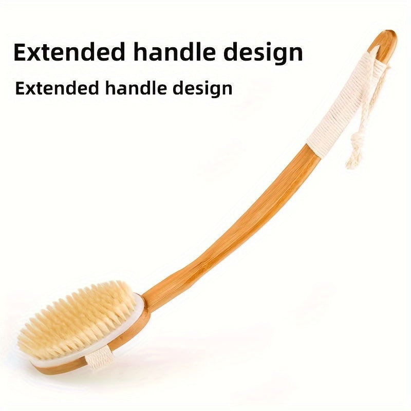 Stornfield | Boar Bristle Back Scrubber - Long Wooden Handle Bath Sponge Brush, Soft Natural Bristles for Back Cleaning