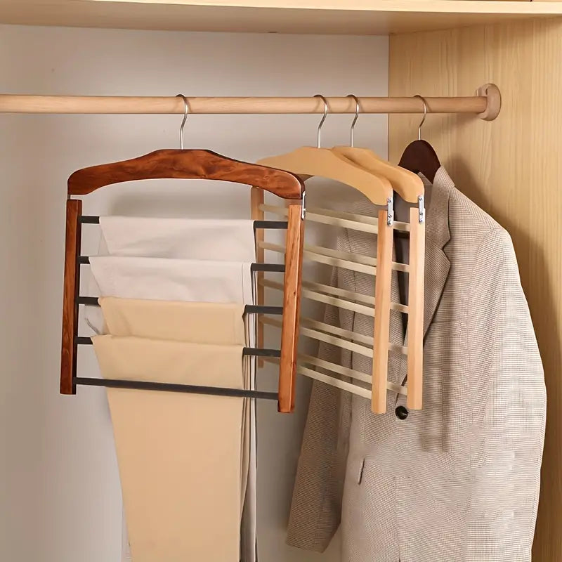 Wooden Pants Hanger with Multiple Layers for Closet Organization | Stornfield
