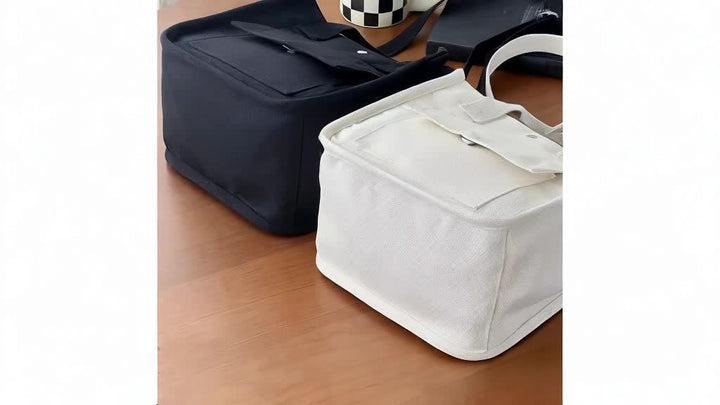 UrbanEase Canvas Slingbag – White shoulder bag with magnetic closure and adjustaStornfielde strap | Stornfield