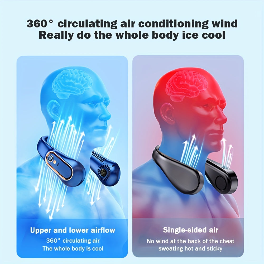 Stay Cool And Comfortable With This USB Rechargeable 5-Speed Adjustable Neck Fan - Digital Display & Bladeless! | Stornfield