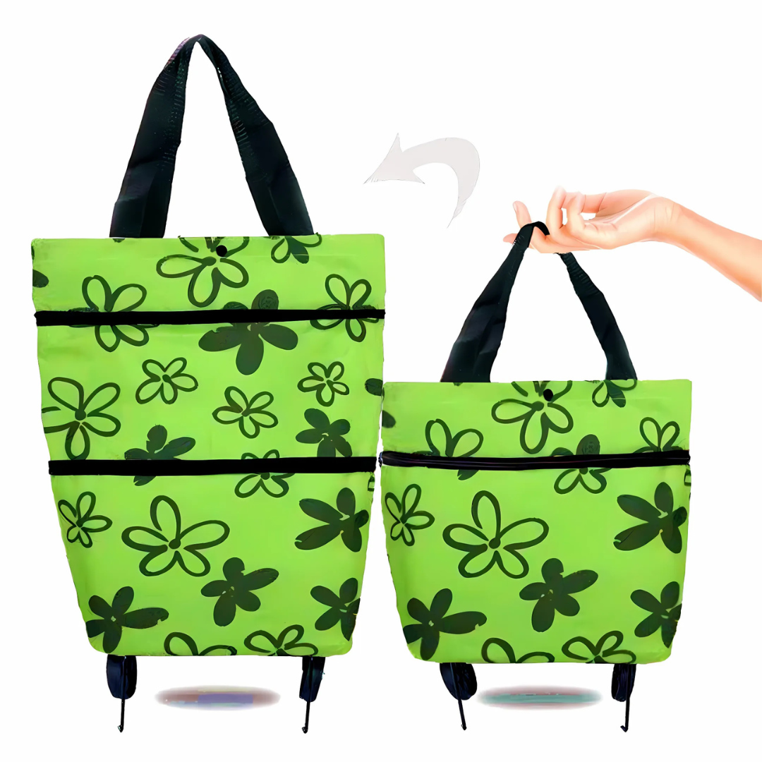 Foldable shopping trolley with expandable wheels | Stornfield